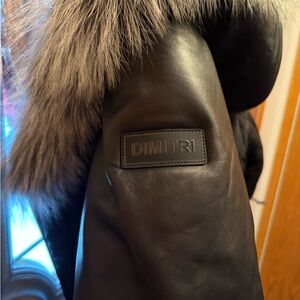 Dimitri Black Leather Jacket with Fur Trim